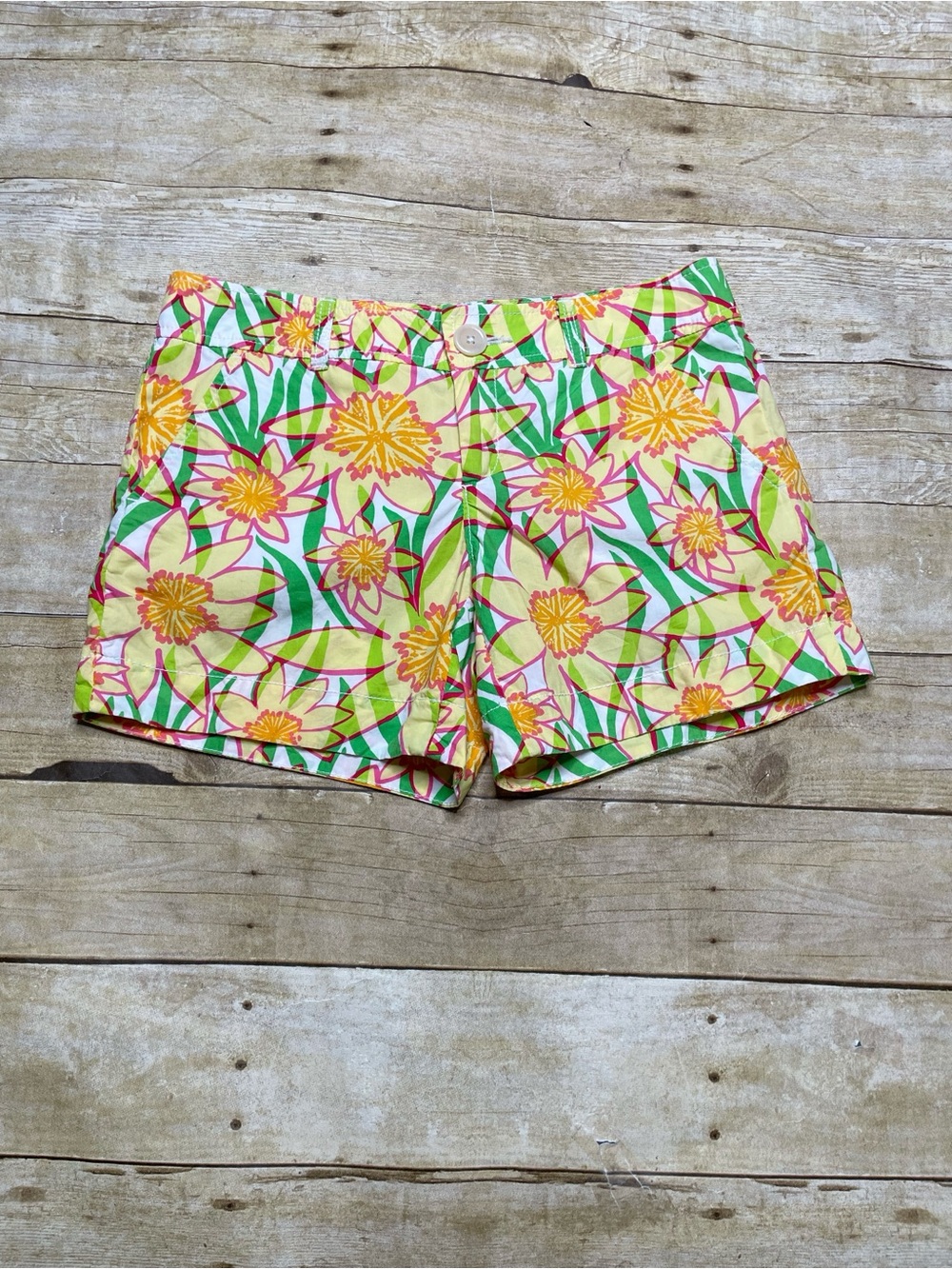 Lilly Pulitzer 100% Cotton Yellow Floral Shorts